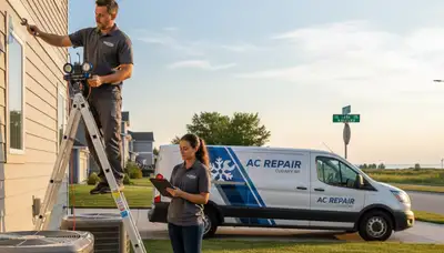 Professional AC repair technician servicing air conditioning unit in Milwaukee WI home