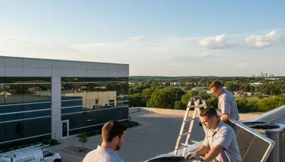 Professional AC repair technician servicing air conditioner in Milwaukee WI home