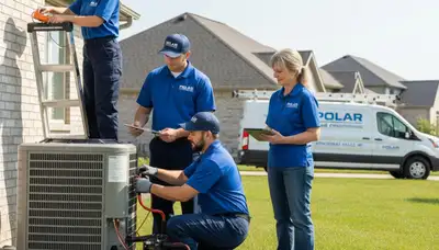 Professional AC repair technician servicing residential air conditioner in Milwaukee WI