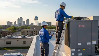Professional AC repair technician servicing cooling unit in Milwaukee, WI