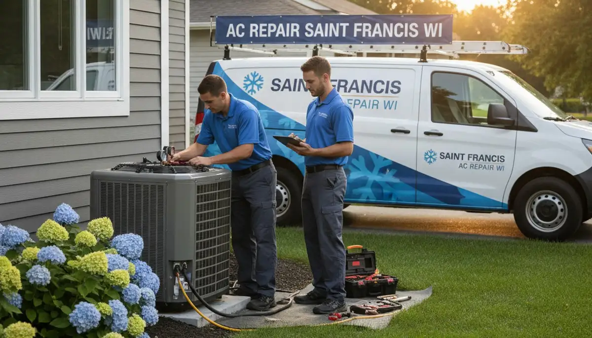 Professional AC repair technician servicing cooling unit in Milwaukee WI home
