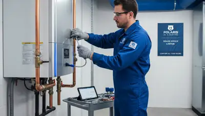 Technician performing boiler repair service in Milwaukee WI home | Five Star Cooling