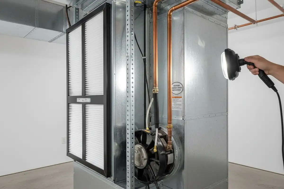 Completed professional air duct cleaning in Milwaukee WI showing clean HVAC system and improved airflow
